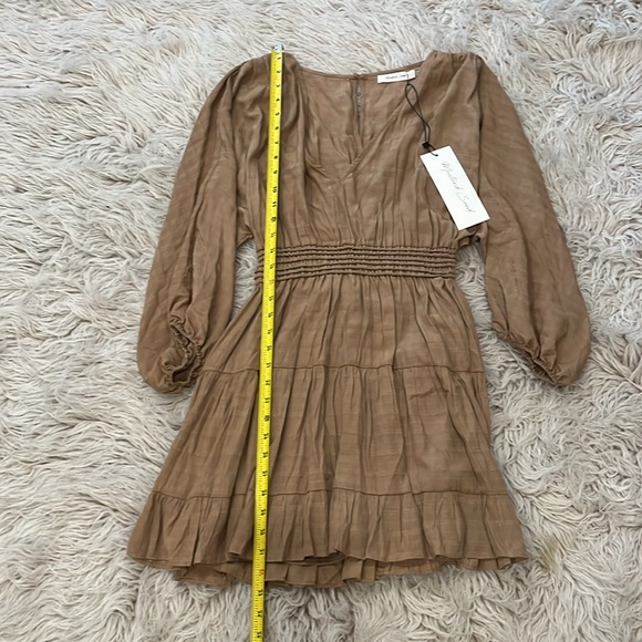4/$24 NWT Mustard Seed 'Latte' pleated ruched tiered v-neck 3/4 sleeve dress szS - Picture 11 of 11
